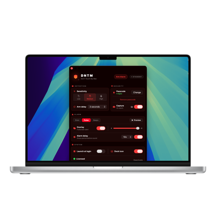 Don't Touch app interface shown on Mac